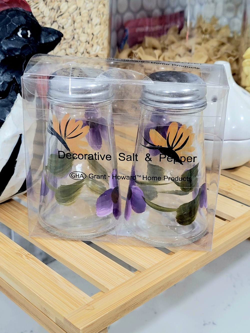 Grant Howard Home Decorative Purple Floral Salt & Pepper Shakers